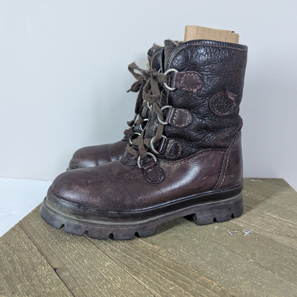 Vintage Pajar Canada Leather Hiking Boots Brown Alpine Lug Sole Women’s 6